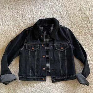 Oliviaceous Black Denim Jacket Flannel. Medium